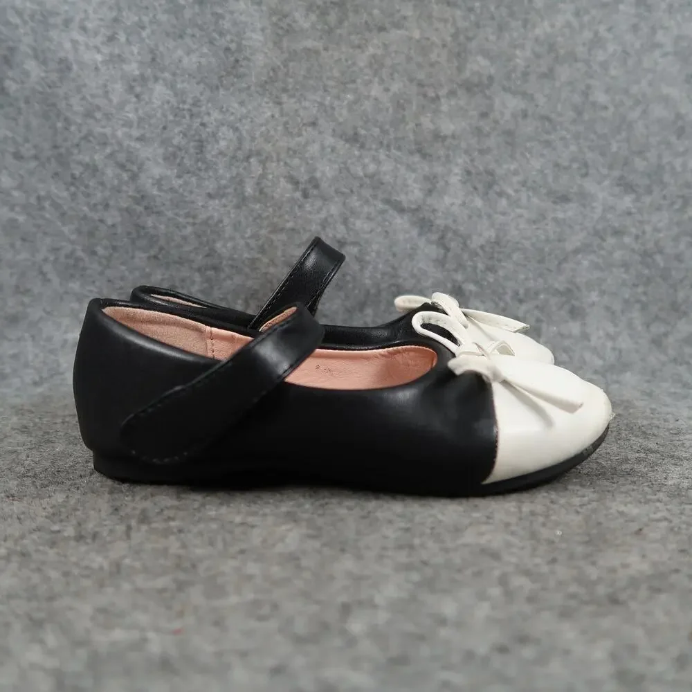 Casual Shoes Toddler 10 Mary Jane Ballet Flats Color Block Black White Bow Kids